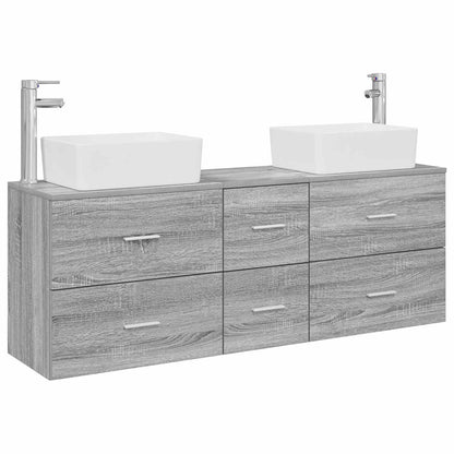 vidaXL Bathroom Cabinet Set 3 pcs Grey Sonoma 136 x 35 x 80 cm 2