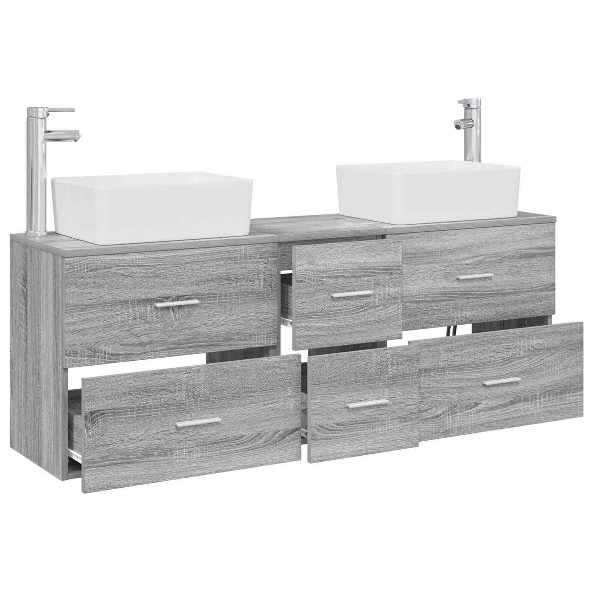 vidaXL Bathroom Cabinet Set 3 pcs Grey Sonoma 136 x 35 x 80 cm 3