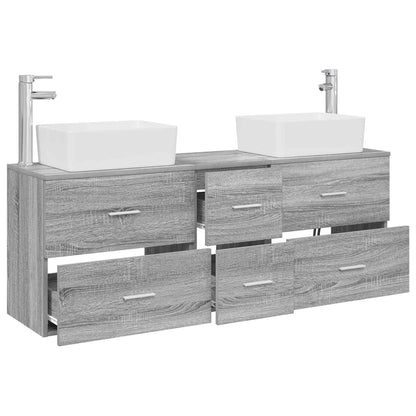vidaXL Bathroom Cabinet Set 3 pcs Grey Sonoma 136 x 35 x 80 cm 3