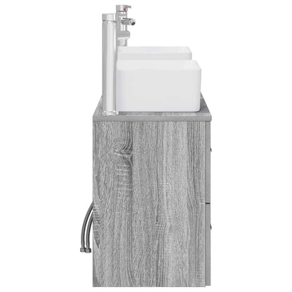 vidaXL Bathroom Cabinet Set 3 pcs Grey Sonoma 136 x 35 x 80 cm 6