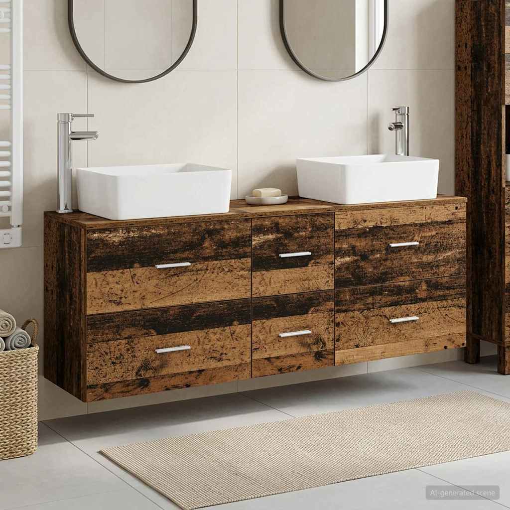 vidaXL Bathroom Cabinet Set 3 pcs Old Wood 136 x 35 x 80 cm 1