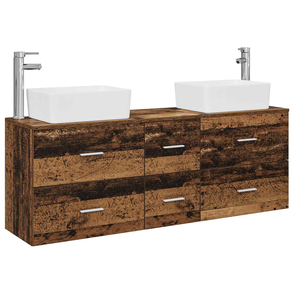 vidaXL Bathroom Cabinet Set 3 pcs Old Wood 136 x 35 x 80 cm 2