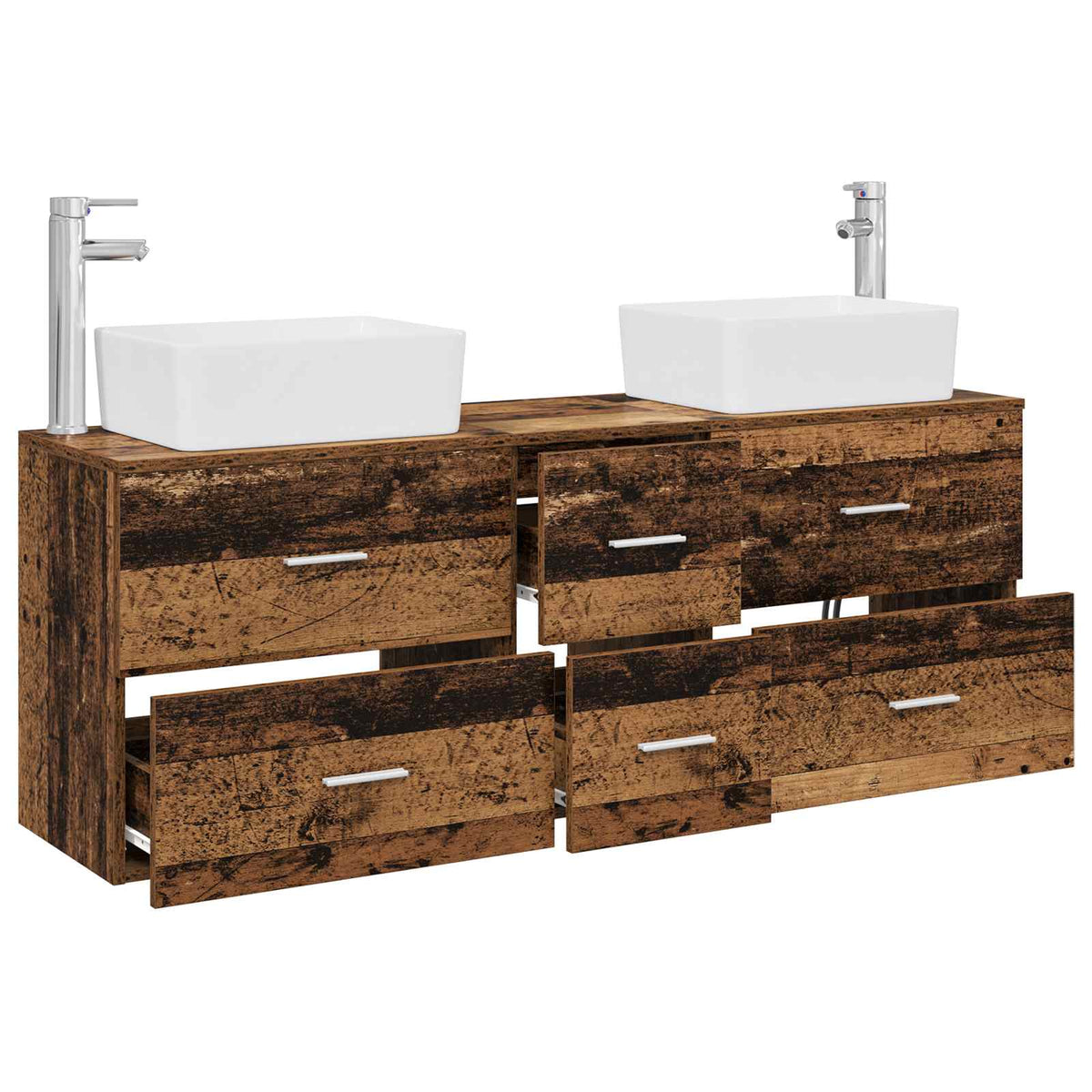 vidaXL Bathroom Cabinet Set 3 pcs Old Wood 136 x 35 x 80 cm 3