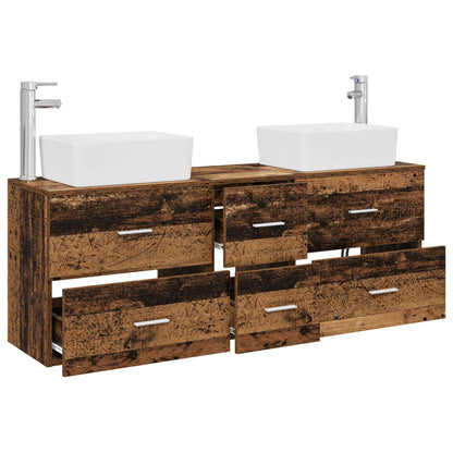 vidaXL Bathroom Cabinet Set 3 pcs Old Wood 136 x 35 x 80 cm 3