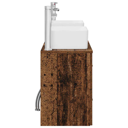 vidaXL Bathroom Cabinet Set 3 pcs Old Wood 136 x 35 x 80 cm 6