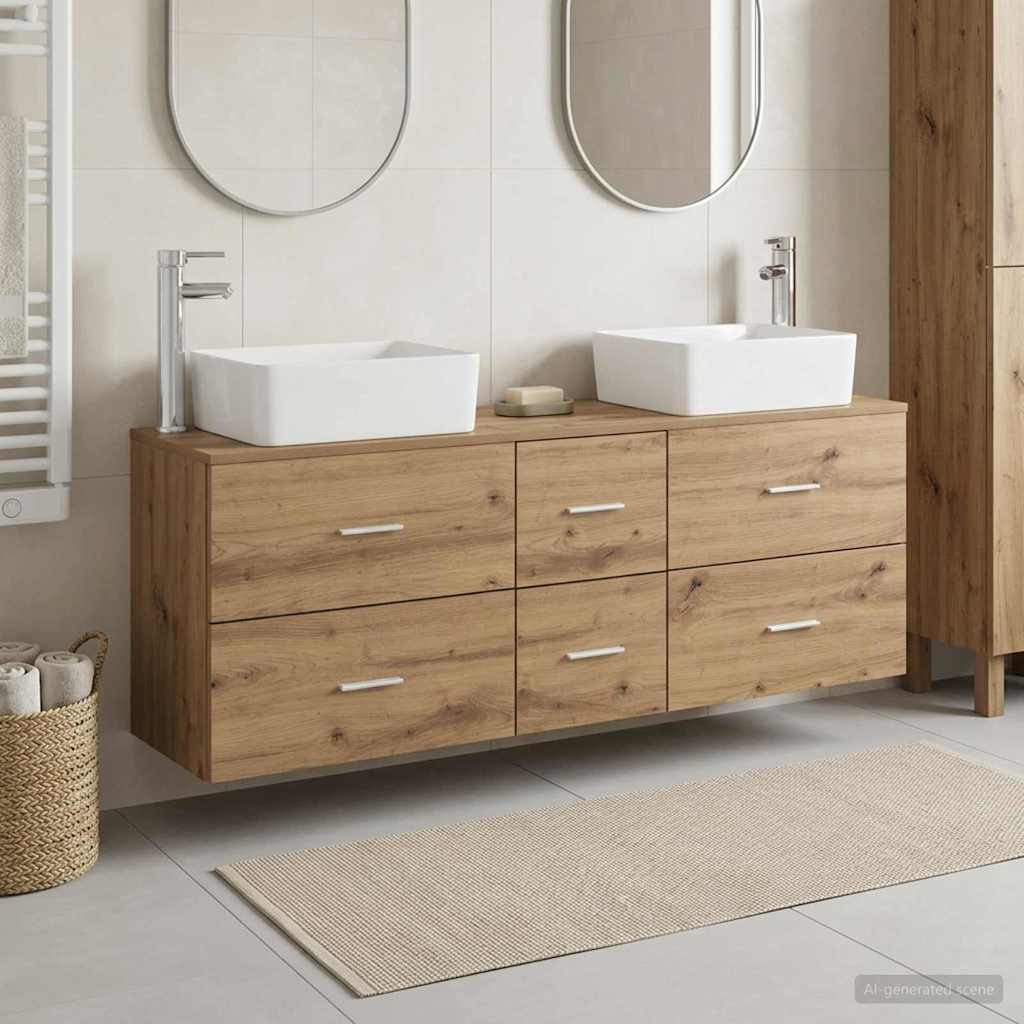 vidaXL Bathroom Cabinet Set 3 pcs Artisan Oak 136 x 35 x 80 cm 1