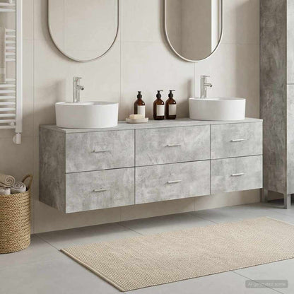 vidaXL Bathroom Cabinet Set 3 pcs Concrete Grey 161 x 44.5 x 76 cm 1