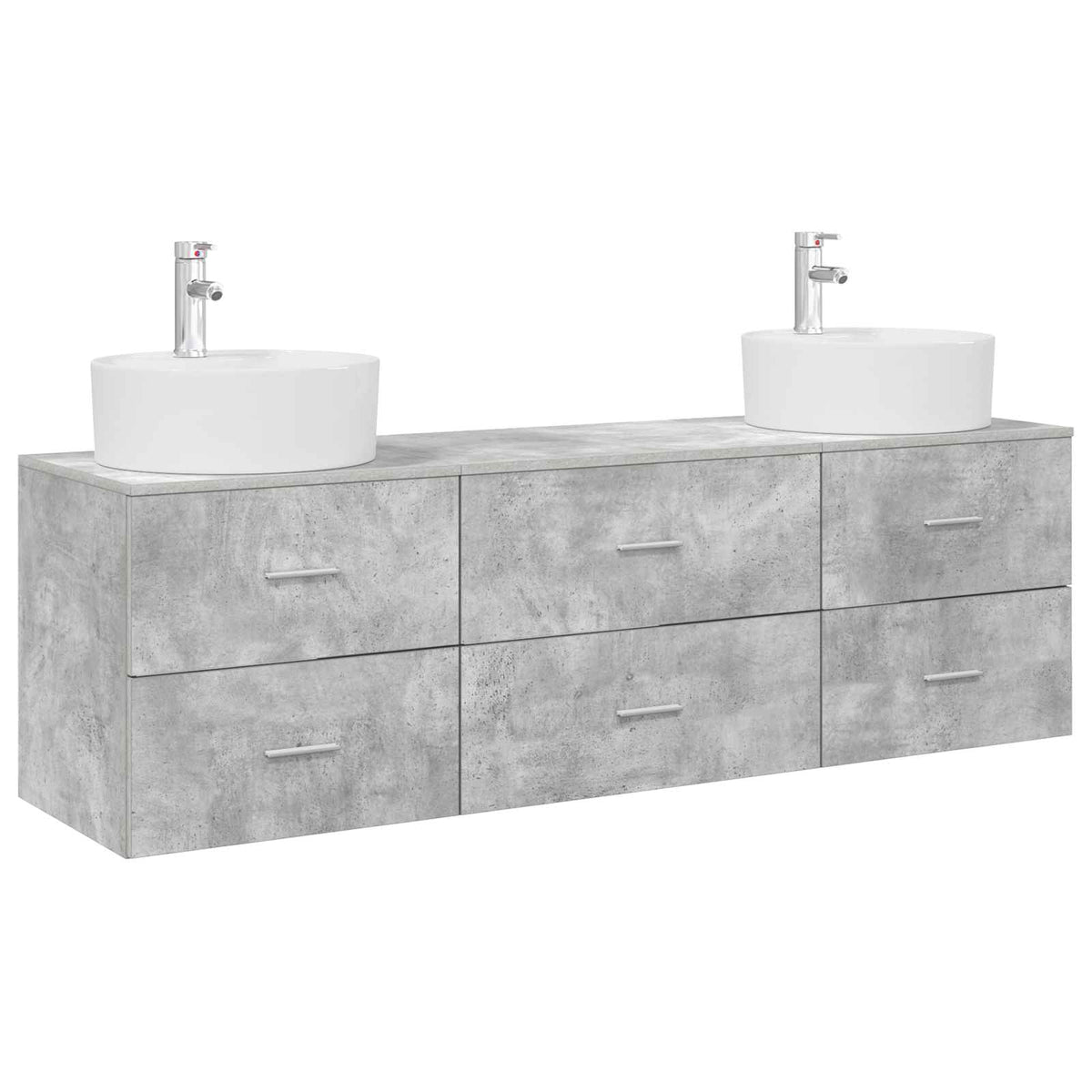 Wall-mounted Bathroom Cabinet Set 3 pcs Concrete grey