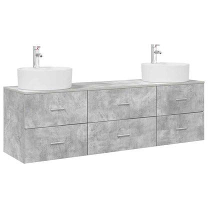 Wall-mounted Bathroom Cabinet Set 3 pcs Concrete grey