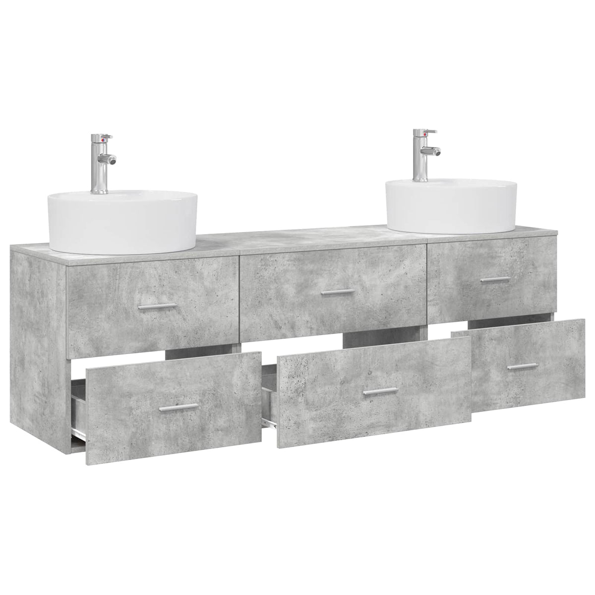 vidaXL Bathroom Cabinet Set 3 pcs Concrete Grey 161 x 44.5 x 76 cm 3