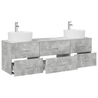 vidaXL Bathroom Cabinet Set 3 pcs Concrete Grey 161 x 44.5 x 76 cm 3