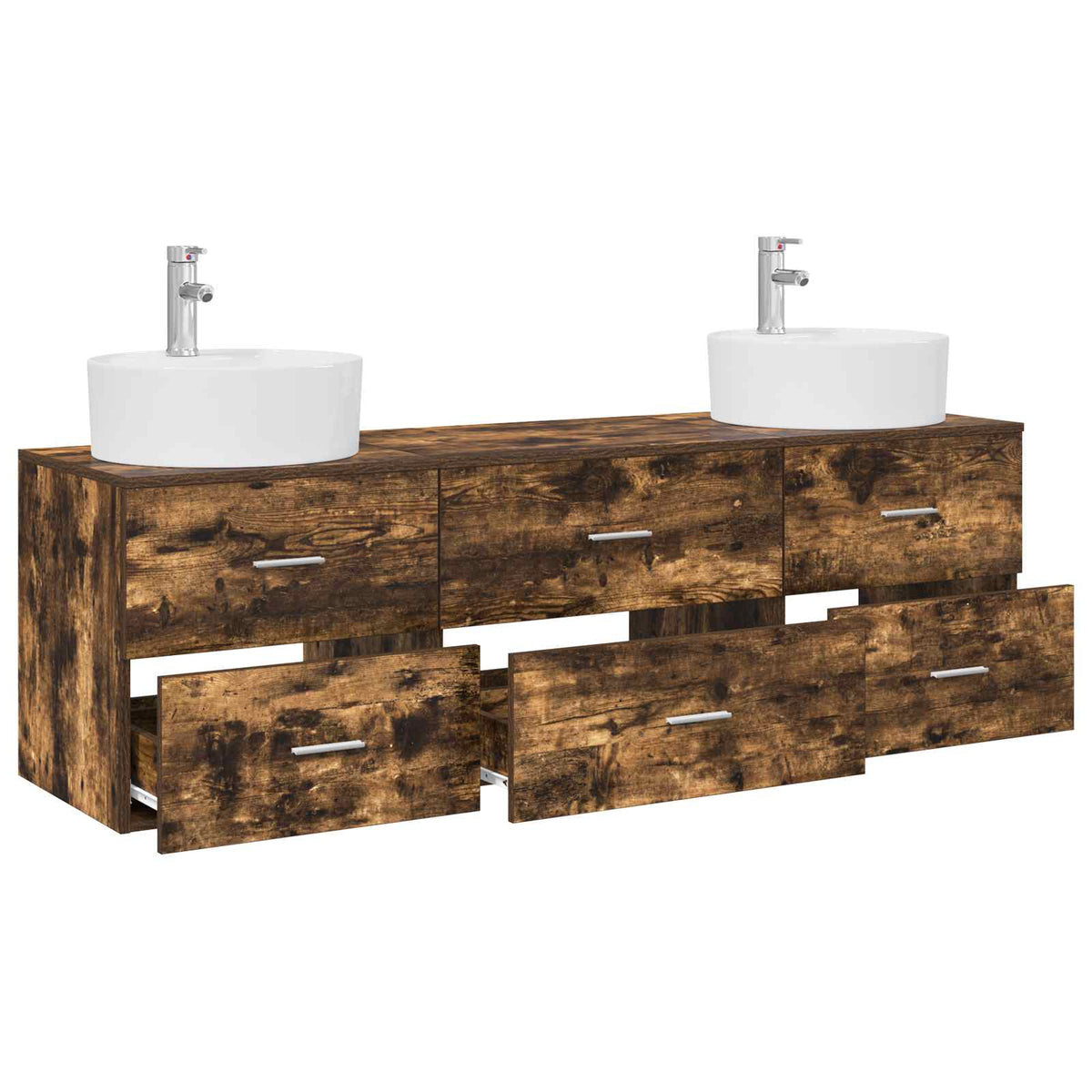 vidaXL Bathroom Cabinet Set 3 pcs Smoked Oak 161.5 x 44.5 x 82 cm 3