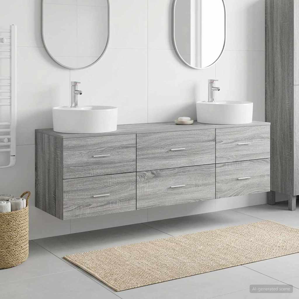 vidaXL Bathroom Cabinet Set 3 pcs Grey Sonoma 161.5 x 44.5 x 82 cm 1