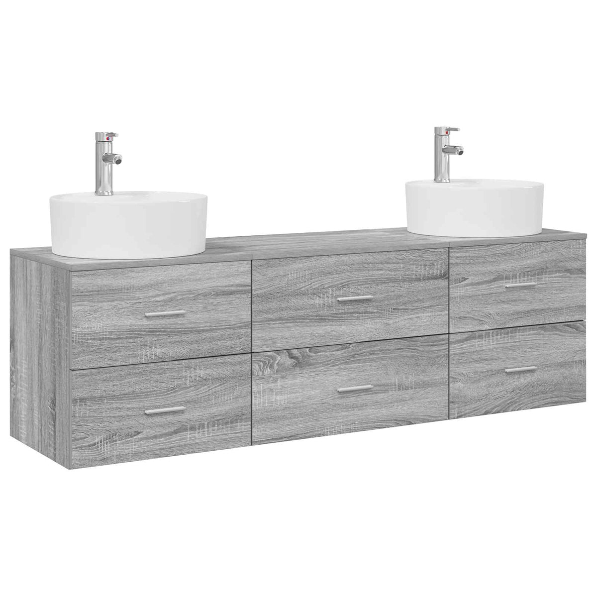 vidaXL Bathroom Cabinet Set 3 pcs Grey Sonoma 161.5 x 44.5 x 82 cm 2