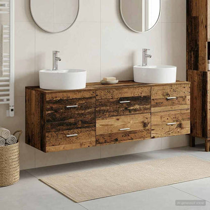 Wall-mounted Bathroom Cabinet Set 3 pcs Old wood