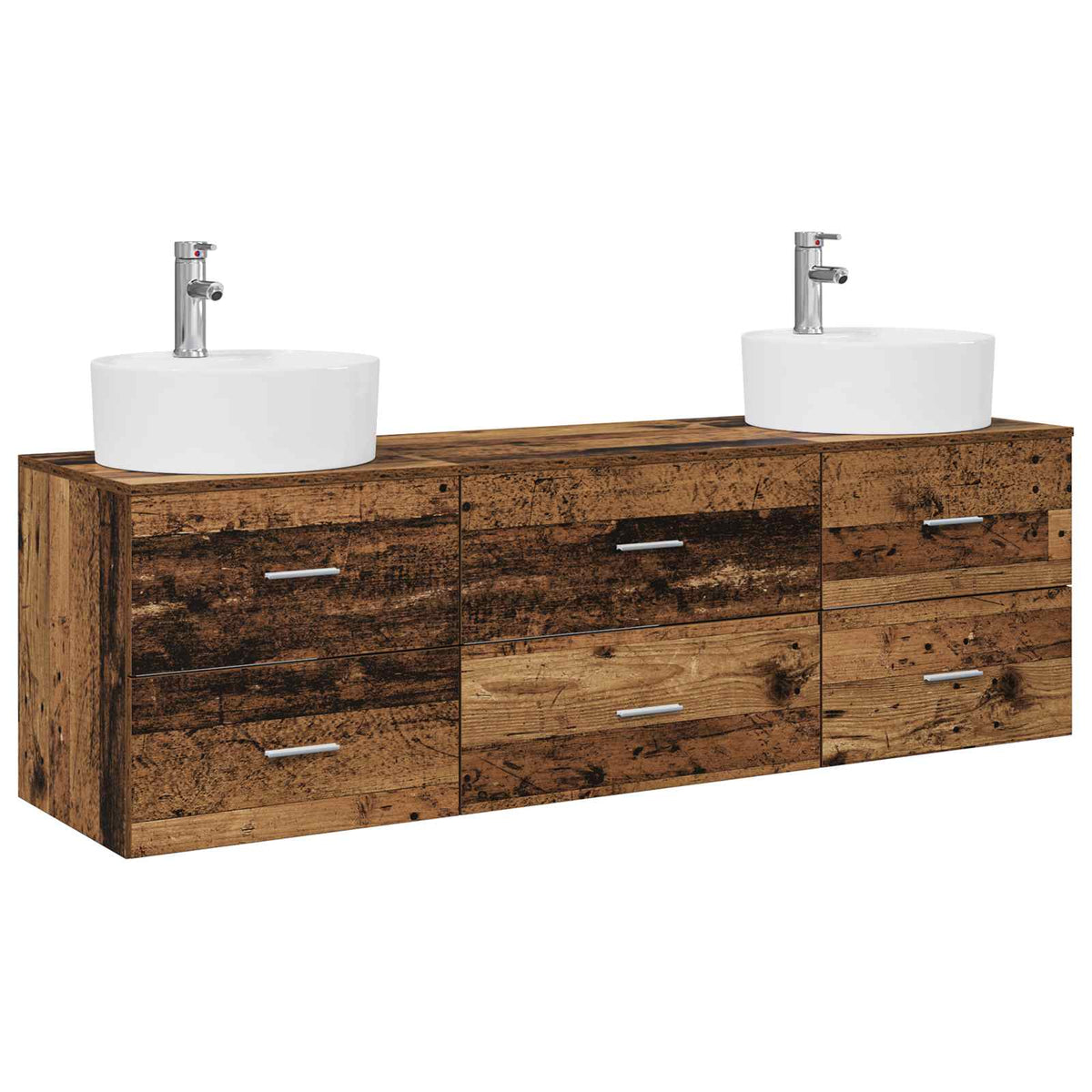 Wall-mounted Bathroom Cabinet Set 3 pcs Old wood