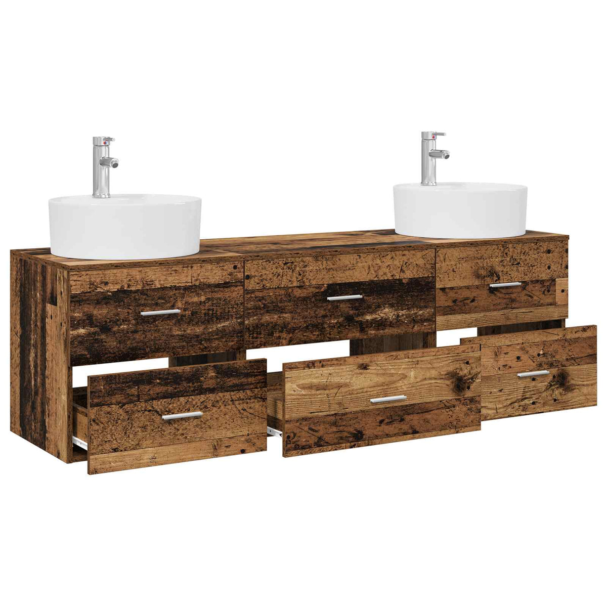 Wall-mounted Bathroom Cabinet Set 3 pcs Old wood