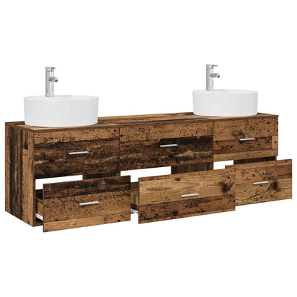 Wall-mounted Bathroom Cabinet Set 3 pcs Old wood