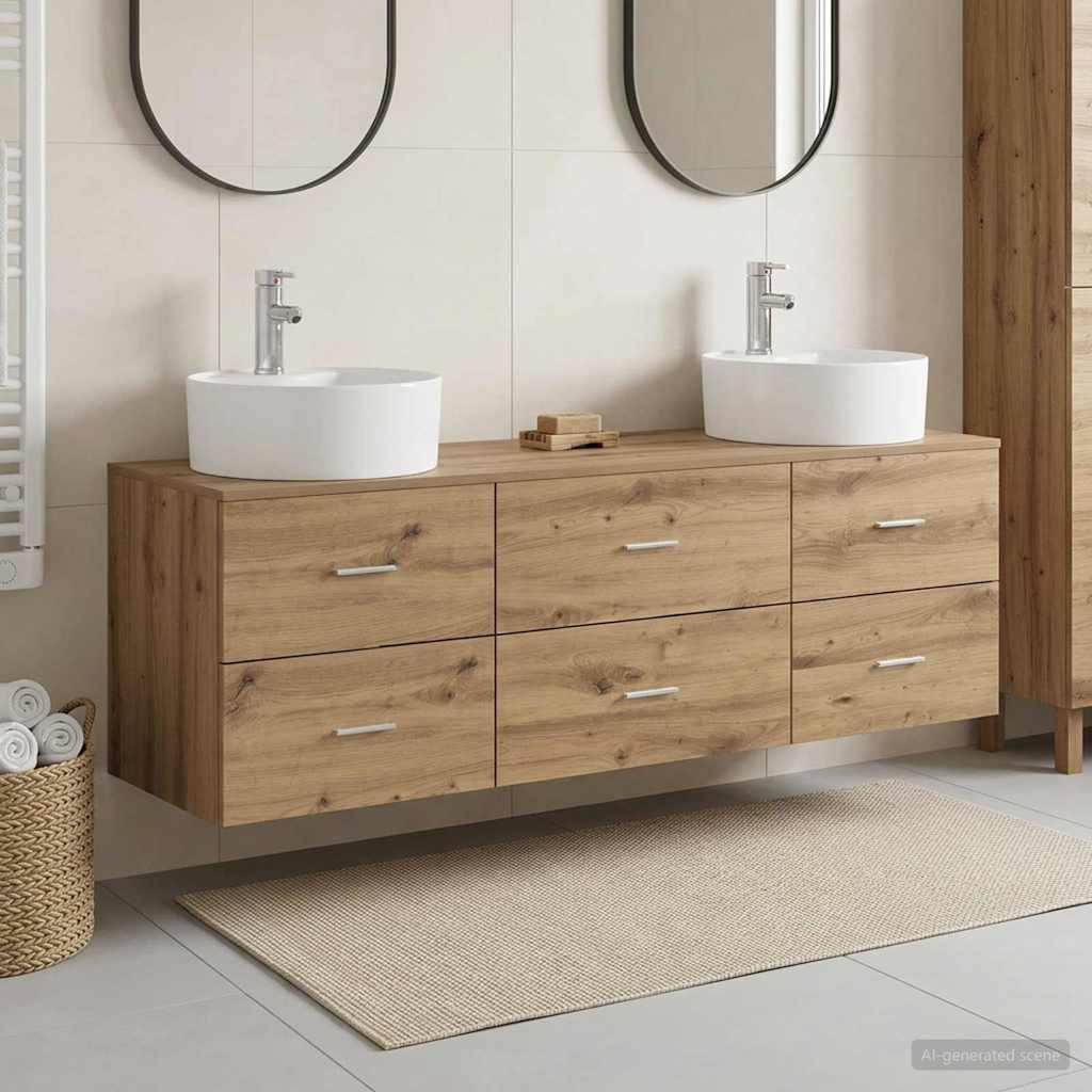 vidaXL Bathroom Cabinet Set 3 pcs Artisan Oak 161.5 x 44.5 x 82 cm 1