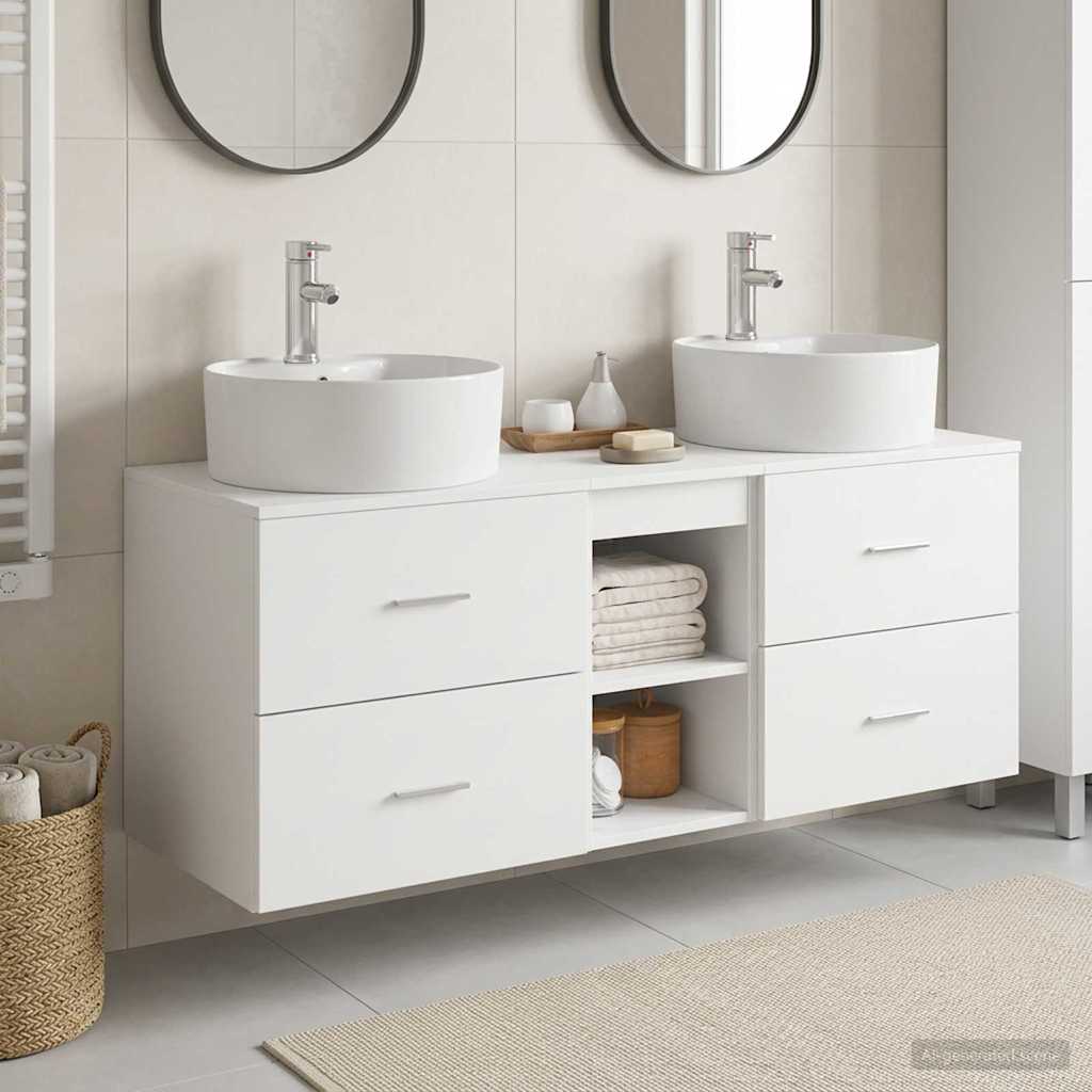 vidaXL Bathroom Cabinet Set 3 pcs White 129 x 44.5 x 82 cm 1