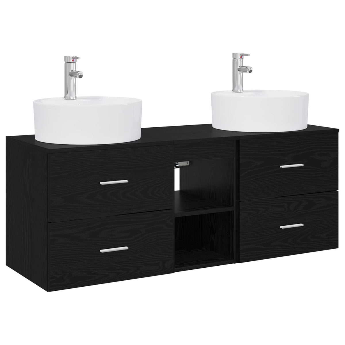 vidaXL Bathroom Cabinet Set 3 pcs Black 129 x 44.5 x 82 cm 2