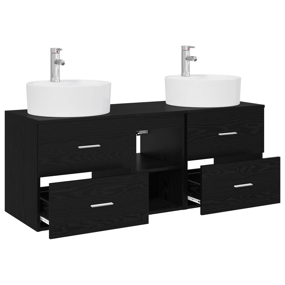 vidaXL Bathroom Cabinet Set 3 pcs Black 129 x 44.5 x 82 cm 4
