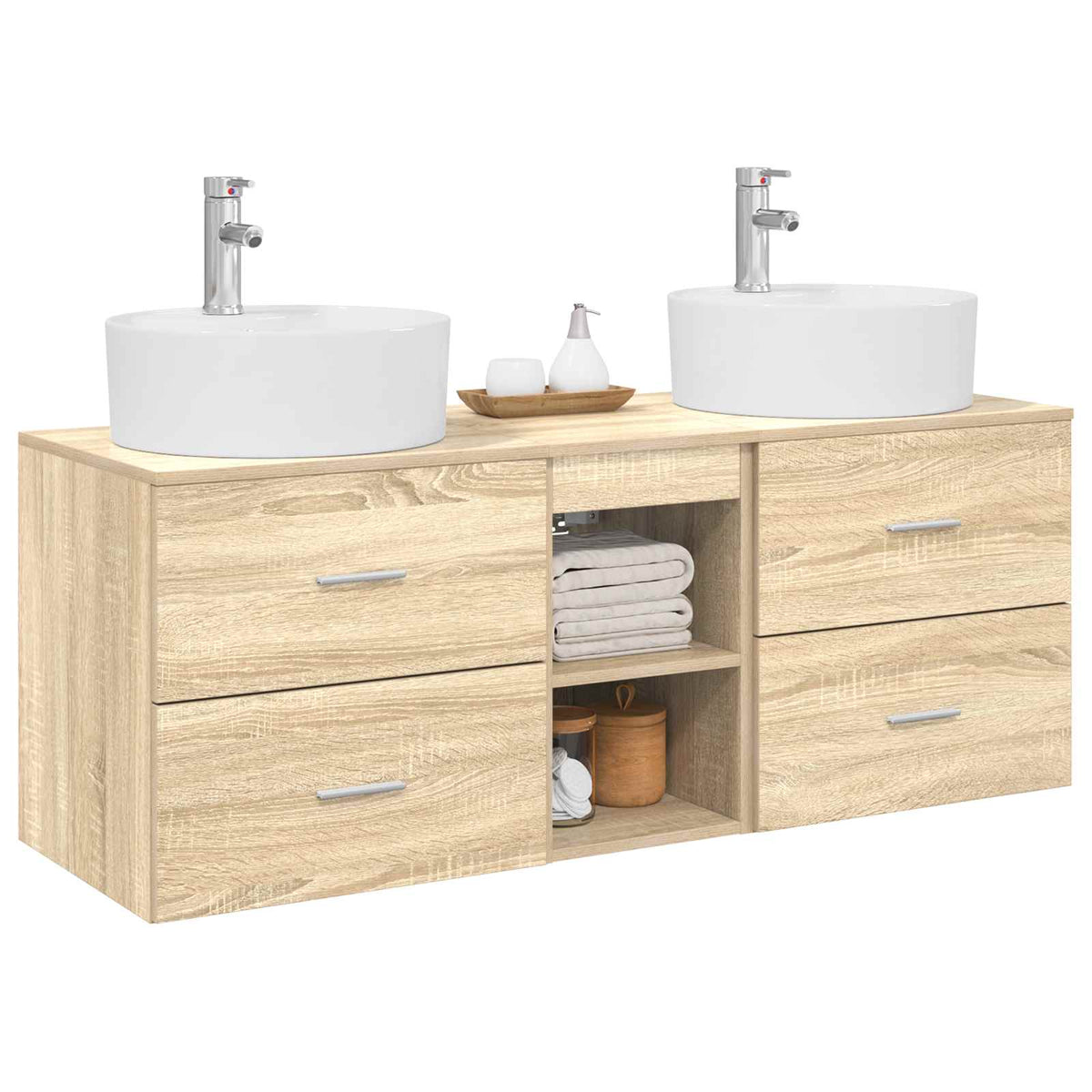 Bathroom Cabinet Set 3 pcs 129 x 44.5 x 82 cm Sonoma oak