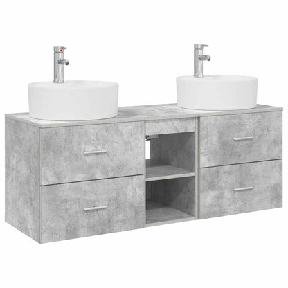 vidaXL Bathroom Cabinet Set 3 pcs Concrete Grey 129 x 44.5 x 82 cm 2