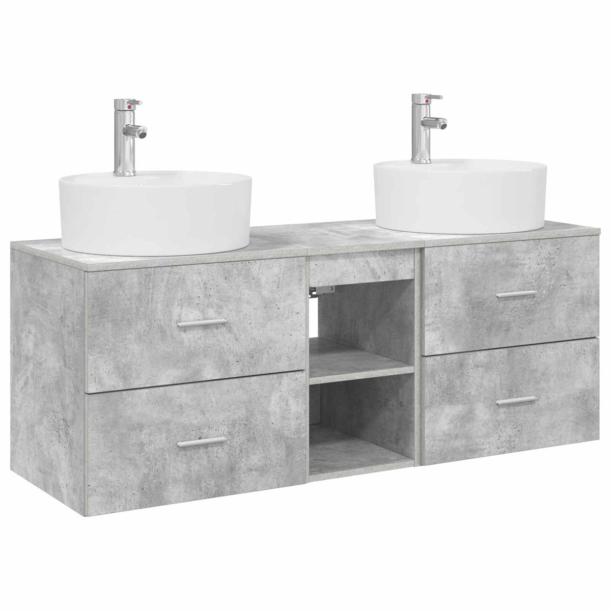 Bathroom Cabinet Set 3 pcs 129 x 44.5 x 82 cm Concrete grey
