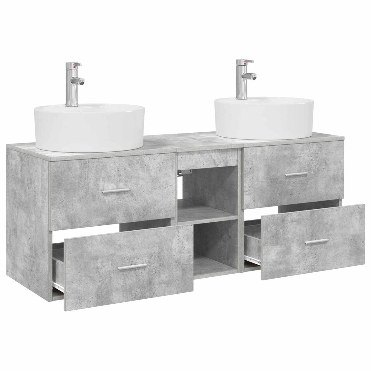 vidaXL Bathroom Cabinet Set 3 pcs Concrete Grey 129 x 44.5 x 82 cm 4
