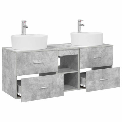 vidaXL Bathroom Cabinet Set 3 pcs Concrete Grey 129 x 44.5 x 82 cm 4