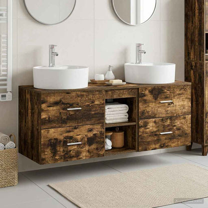 vidaXL Bathroom Cabinet Set 3 pcs Smoked Oak 129 x 44.5 x 82 cm 1