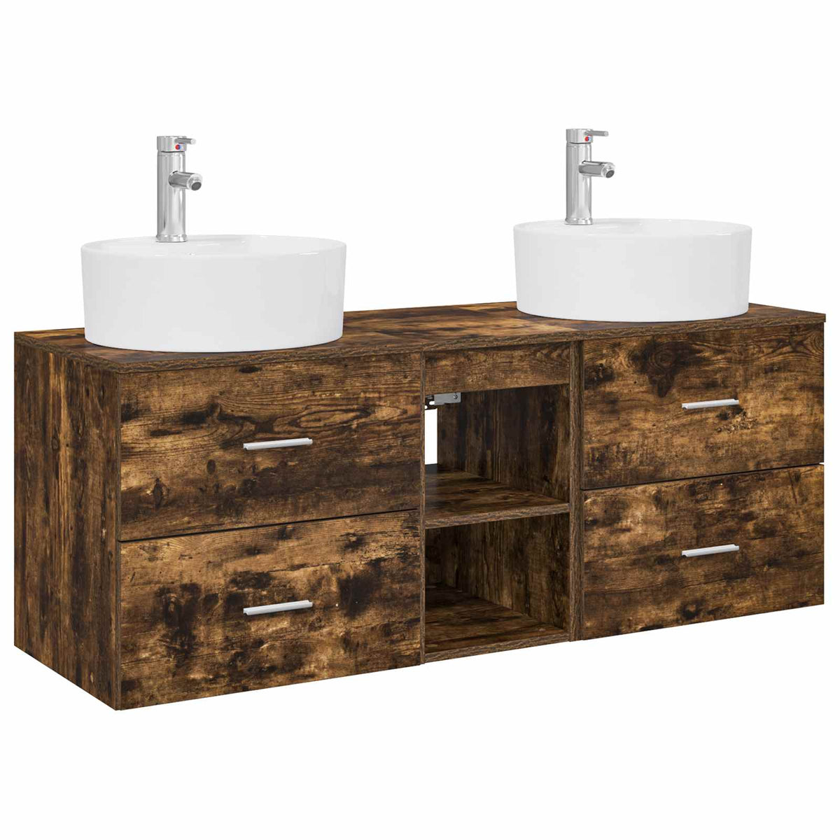 vidaXL Bathroom Cabinet Set 3 pcs Smoked Oak 129 x 44.5 x 82 cm 2