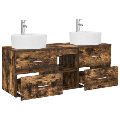 vidaXL Bathroom Cabinet Set 3 pcs Smoked Oak 129 x 44.5 x 82 cm 4