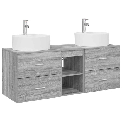 Bathroom Cabinet Set 3 pcs 129 x 44.5 x 82 cm Grey sonoma