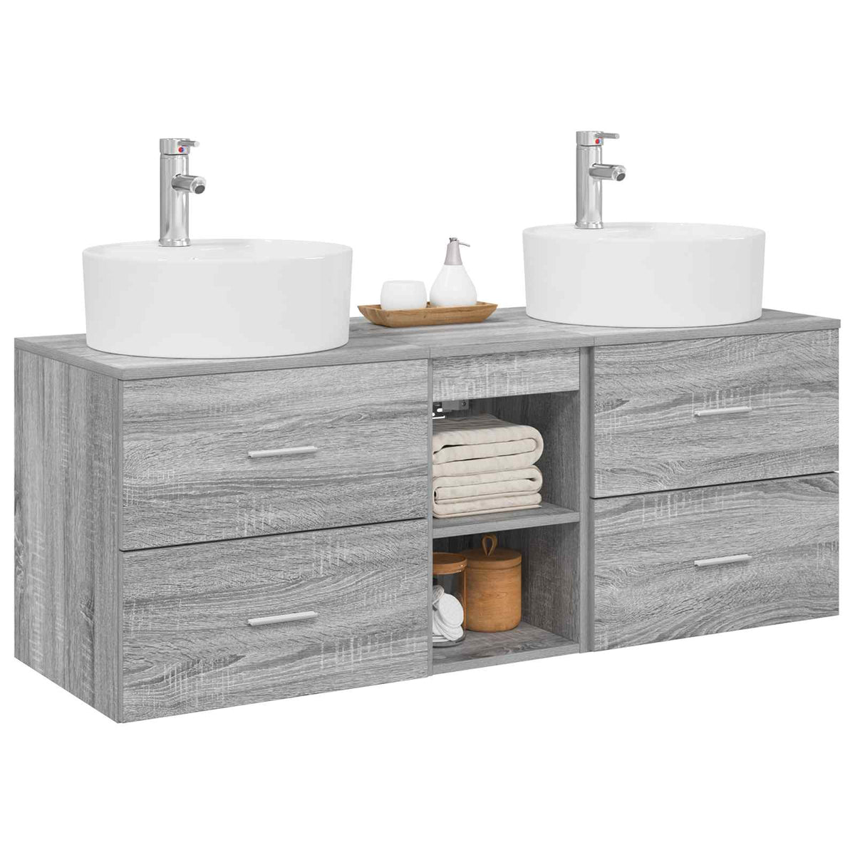 vidaXL Bathroom Cabinet Set 3 pcs Grey Sonoma 129 x 44.5 x 82 cm 3