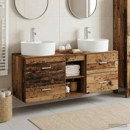 vidaXL Bathroom Cabinet Set 3 pcs Old Wood 129 x 44.5 x 82 cm 1