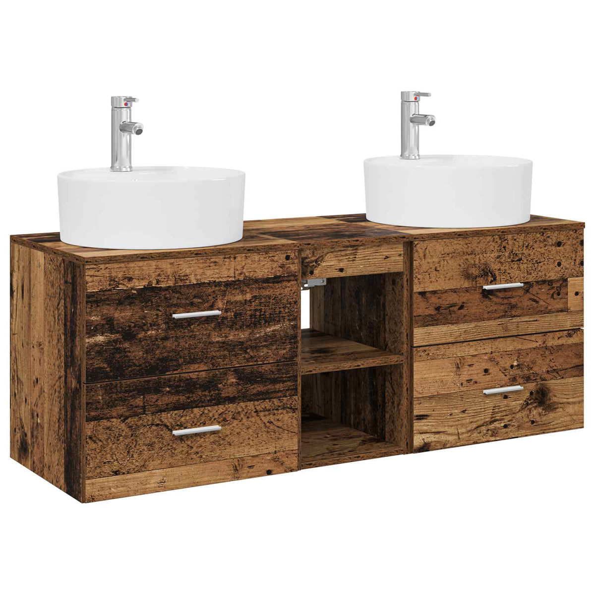 vidaXL Bathroom Cabinet Set 3 pcs Old Wood 129 x 44.5 x 82 cm 2