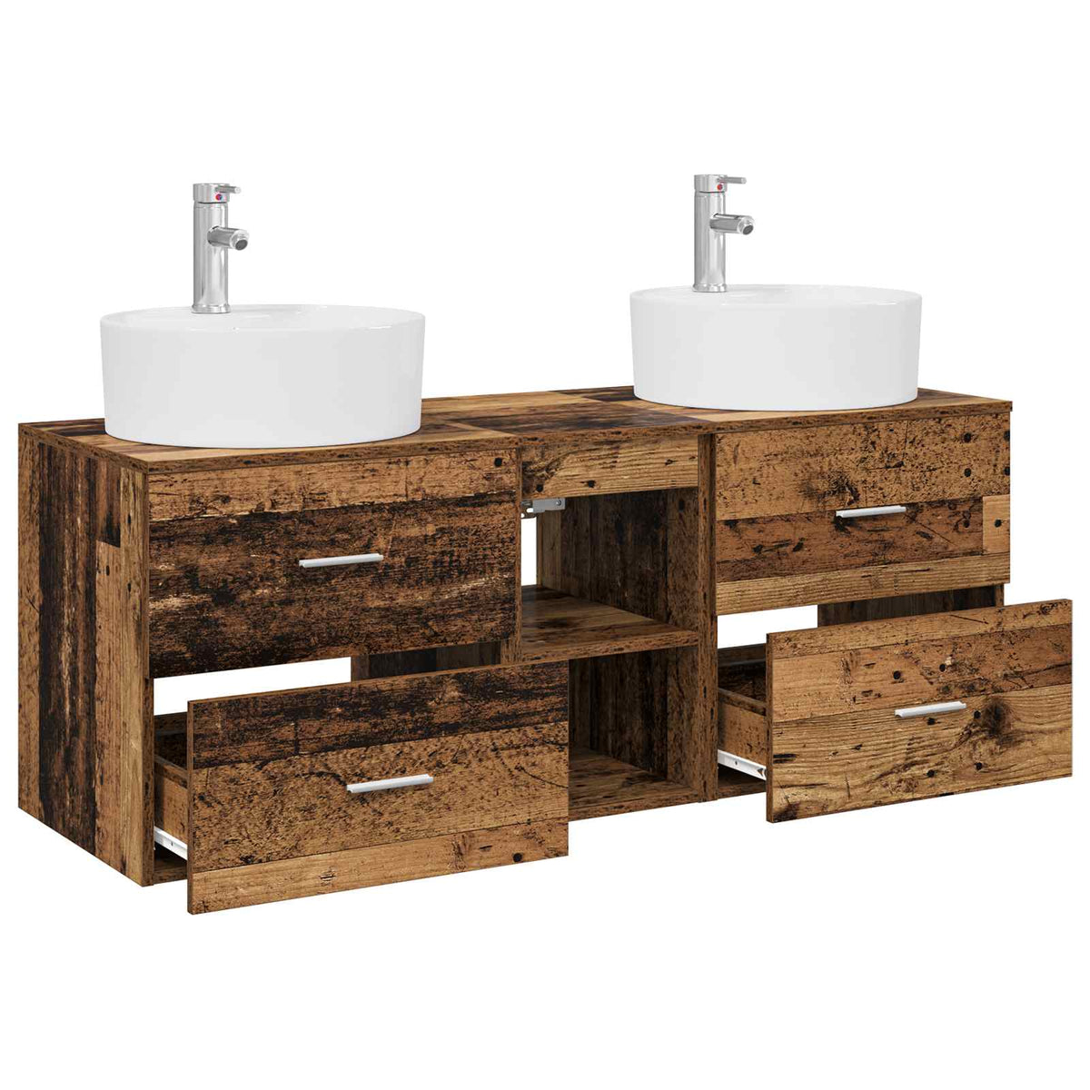 vidaXL Bathroom Cabinet Set 3 pcs Old Wood 129 x 44.5 x 82 cm 4