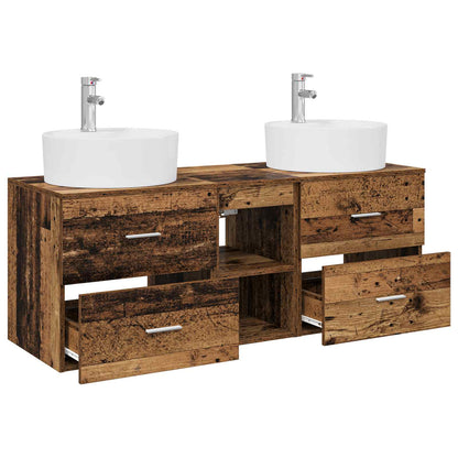 vidaXL Bathroom Cabinet Set 3 pcs Old Wood 129 x 44.5 x 82 cm 4