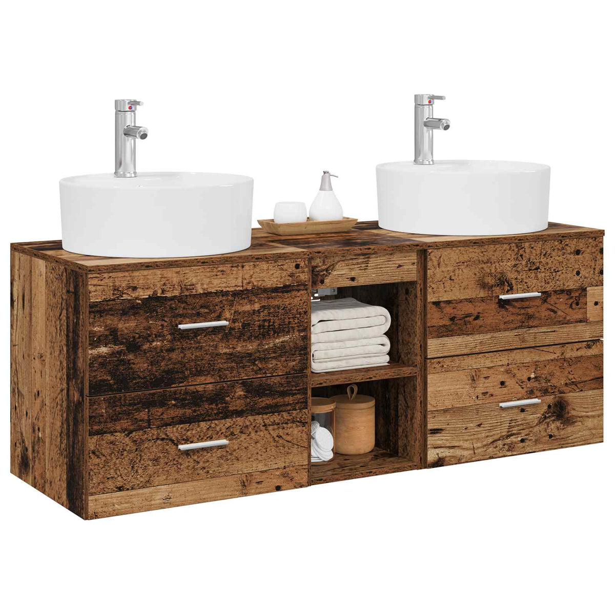 Bathroom Cabinet Set 3 pcs 129 x 44.5 x 82 cm Old wood