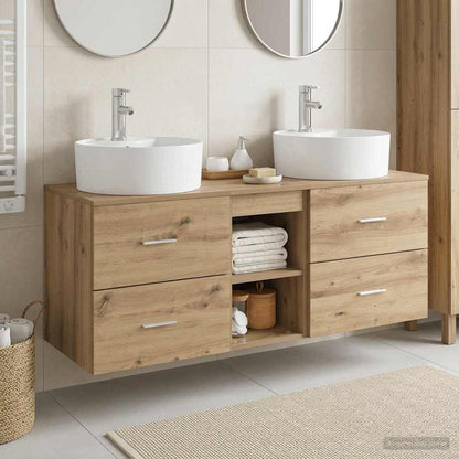 vidaXL Bathroom Cabinet Set 3 pcs Artisan Oak 129 x 44.5 x 82 cm 1