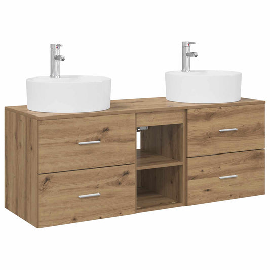 Bathroom Cabinet Set 3 pcs 129 x 44.5 x 82 cm Artisan oak