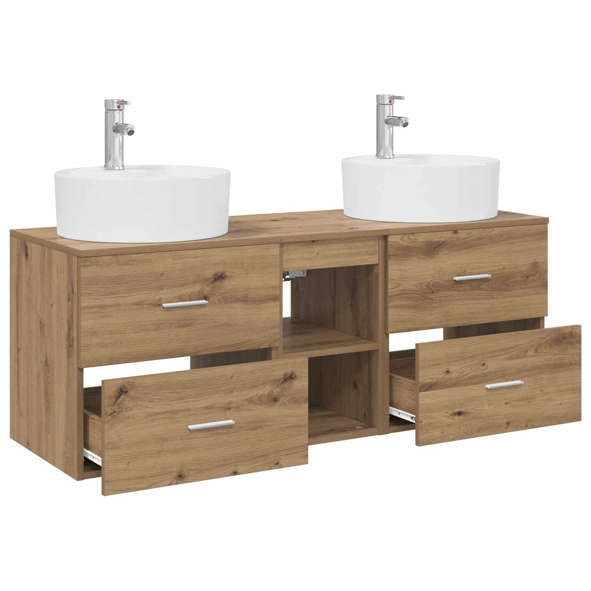 vidaXL Bathroom Cabinet Set 3 pcs Artisan Oak 129 x 44.5 x 82 cm 4