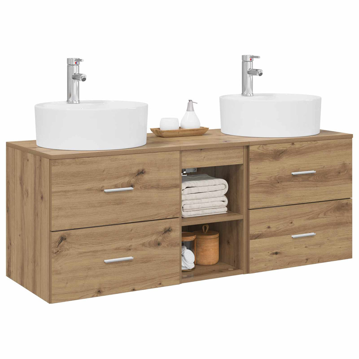 vidaXL Bathroom Cabinet Set 3 pcs Artisan Oak 129 x 44.5 x 82 cm 3