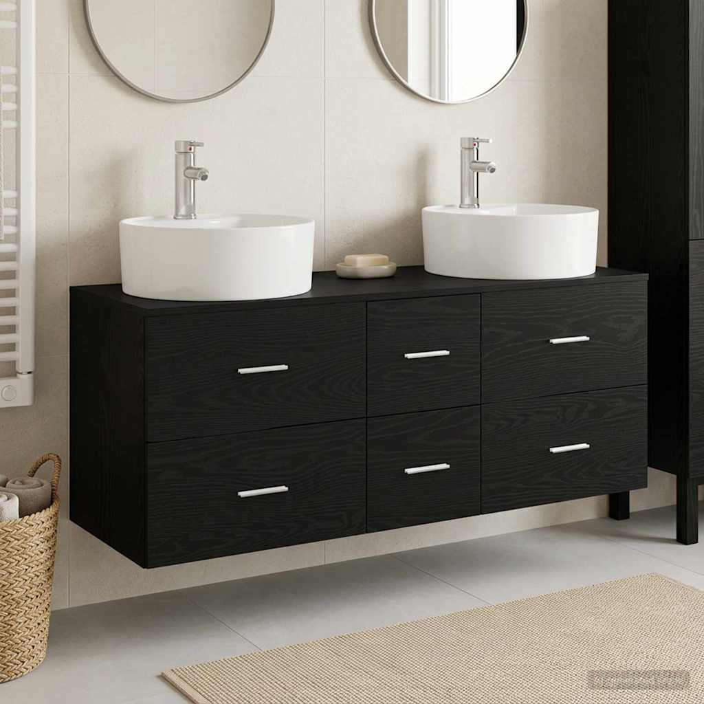 vidaXL Bathroom Furniture Set 3 pcs Black 129 x 44.5 x 80 cm 1