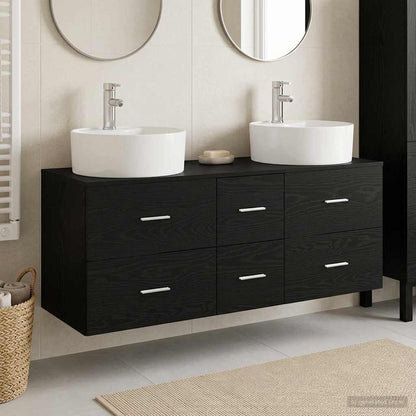 vidaXL Bathroom Furniture Set 3 pcs Black 129 x 44.5 x 80 cm 1