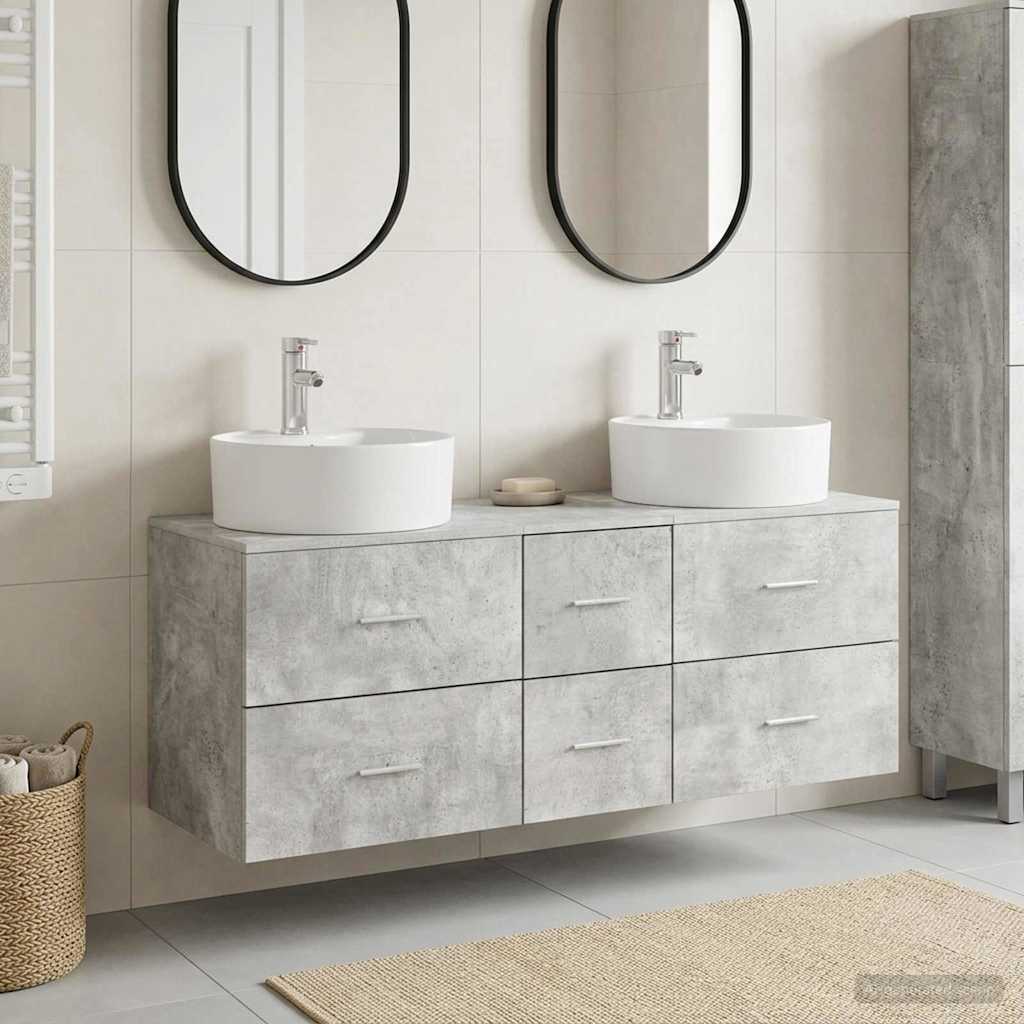 vidaXL Bathroom Furniture Set 3 pcs Concrete Grey 129 x 44.5 x 80 cm 1