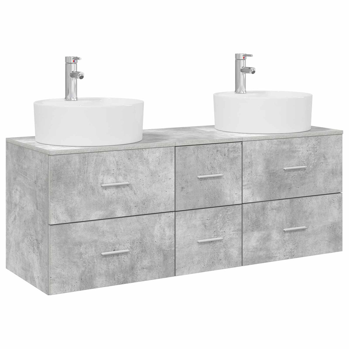 vidaXL Bathroom Furniture Set 3 pcs Concrete Grey 129 x 44.5 x 80 cm 2