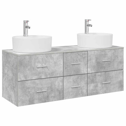 vidaXL Bathroom Furniture Set 3 pcs Concrete Grey 129 x 44.5 x 80 cm 2
